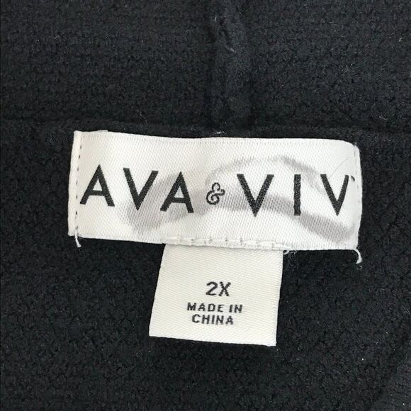 Ava & Viv Mock Neck Pullover Sweater Women's 2X Black Stretch Knit Drawstring - Picture 9 of 11